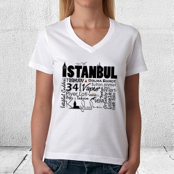 İstanbul Temalı Baskılı Bayan Tişörtü - Thumbnail