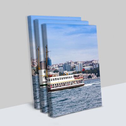 İstanbul Vapur Tasarımlı 3 Parça Tablo - Thumbnail