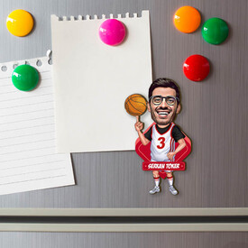 İyi Basketbolcu Karikatürlü Buzdolabı Magneti - Thumbnail