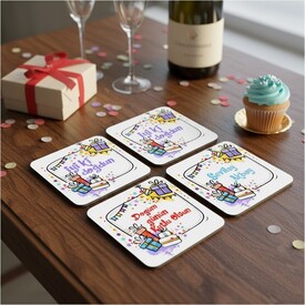  - İyi ki Doğdun İsme Özel Bardak Altlıkları 4'lü