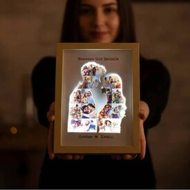  - Kabartmalı Işıklı ve 18 Fotoğraflı Çerçeve