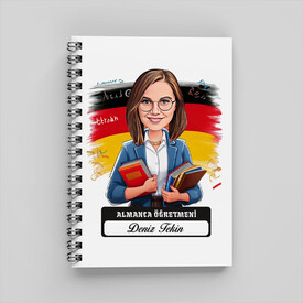  - Kadın Almanca Öğretmeni Karikatürlü Defter