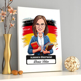  - Kadın Almanca Öğretmeni Karikatürlü Tablo