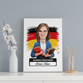  - Kadın Almanca Öğretmeni Karikatürlü Tablo