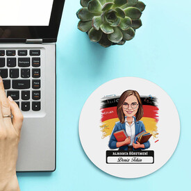  - Kadın Almanca Öğretmeni Temalı Karikatürlü Mousepad