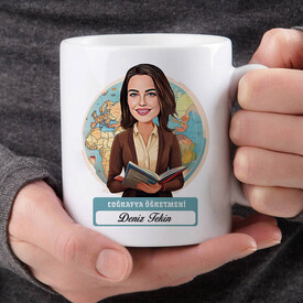  - Kadın Coğrafya Öğretmeni Karikatürlü Bardak