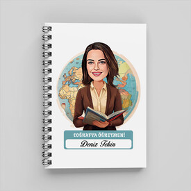  - Kadın Coğrafya Öğretmeni Karikatürlü Defter