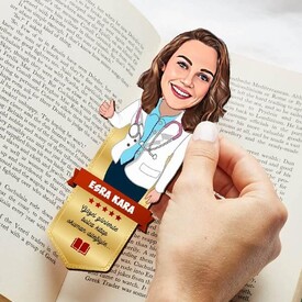 Kadın Doktor Karikatürlü Kitap Okuma Ayracı - Thumbnail