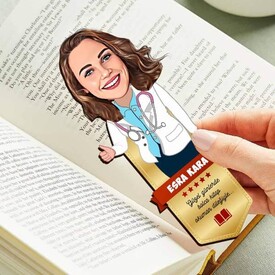  - Kadın Doktor Karikatürlü Kitap Okuma Ayracı