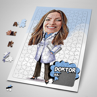  - Kadın Doktor Karikatürlü Puzzle