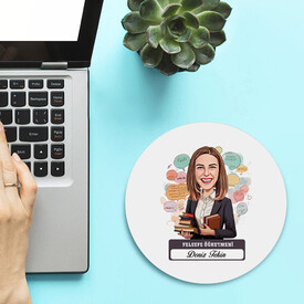  - Kadın Felsefe Öğretmeni Temalı Karikatürlü Mousepad