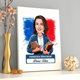  - Kadın Fransızca Öğretmeni Karikatürlü Tablo