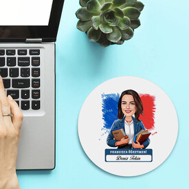  - Kadın Fransızca Öğretmeni Temalı Karikatürlü Mousepad