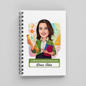  - Kadın İlköğretim Matematik Öğretmeni Karikatürlü Defter