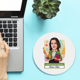  - Kadın İlköğretim Matematik Öğretmeni Temalı Karikatürlü Mousepad