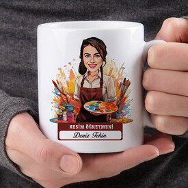  - En Başarılı Kadın Resim Öğretmeni Karikatürlü Bardak