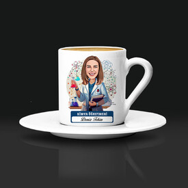  - Kadın Kimya Öğretmeni Karikatürlü Kahve Fincanı