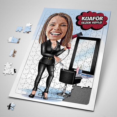  - Kadın Kuaföre Özel Karikatürlü Puzzle