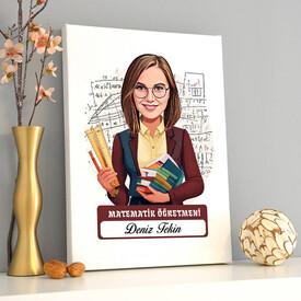  - Kadın Matematik Öğretmeni Karikatürlü Tablo