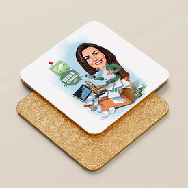 - Kadın Muhasebeci Karikatürlü Bardak Altlığı