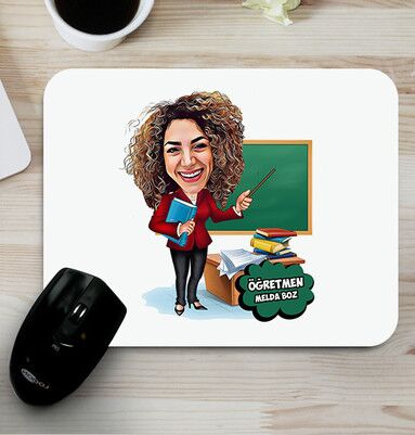  - Kadın Öğretmen Karikatürlü Mouse Pad