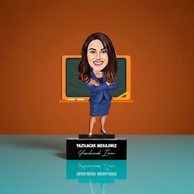  - Kadın Öğretmen Tasarımlı Karikatürlü Biblo