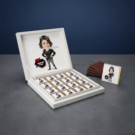 Kadın Pilot Karikatürlü Çikolata Kutusu - Thumbnail