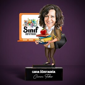  - Kadın Sınıf Öğretmenlerine Hediye Karikatürlü Biblo