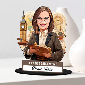  - Kadın Tarih Öğretmeni Karikatürlü Biblo