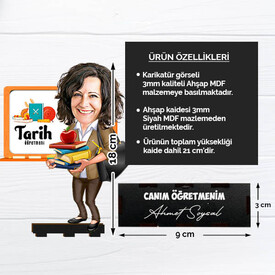 Kadın Tarih Öğretmenlerine Hediye Karikatürlü Biblo - Thumbnail