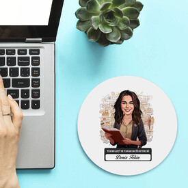  - Kadın Teknoloji Öğretmeni Temalı Karikatürlü Mousepad