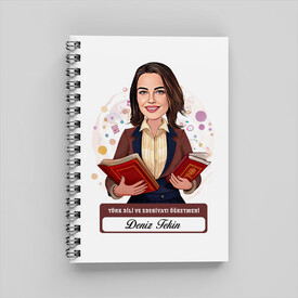  - Kadın Türk Dili Edebiyatı Öğretmeni Karikatürlü Defter