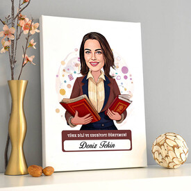  - Kadın Türk Dili Edebiyatı Öğretmeni Karikatürlü Tablo