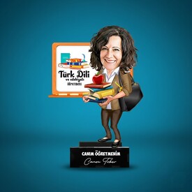  - Kadın Türk Dili ve Edebiyatı Öğretmenlerine Hediye Karikatürlü Biblo