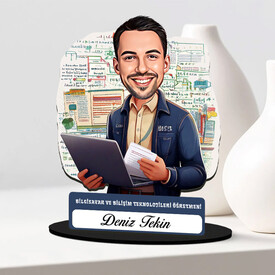 - En Başarılı Erkek Bilişim Öğretmeni Karikatürlü Biblo
