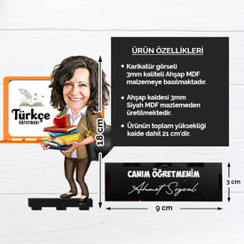 Kadın Türkçe Öğretmenlerine Hediye Karikatürlü Biblo - Thumbnail