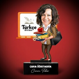  - Kadın Türkçe Öğretmenlerine Hediye Karikatürlü Biblo