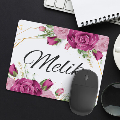  - Kadına Hediye Gül Desenli İsimli Mousepad