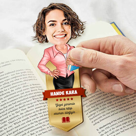 Kadına Hediye Karikatürlü Kitap Okuma Ayracı - Thumbnail