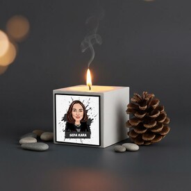  - Kadına Hediyelik Karikatürlü Beton Mum