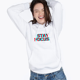  - Kadına Özel Stay Focus Tasarımlı Kapşonlu Sweatshirt