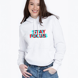 Kadına Özel Stay Focus Tasarımlı Kapşonlu Sweatshirt - Thumbnail