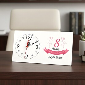 Kadınlar Günü Hediyesi Şık ve Özel Masa Saati - Thumbnail