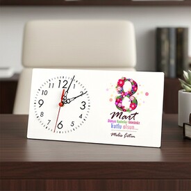  - Kadınlar Günü Tasarımlı Kişiselleştirilebilir Masa Saati
