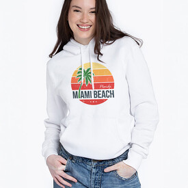 Kadınlara Özel Miami Tasarımlı Kapşonlu Kadın Sweatshirt - Thumbnail