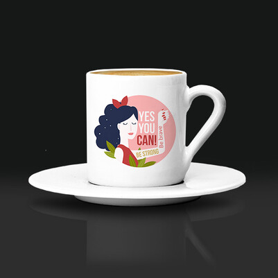 Kadınların Gücü Tasarım Kahve Fincanı - Thumbnail