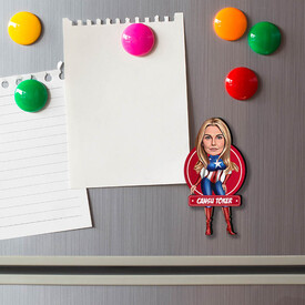 Kahraman Kadın Karikatürlü Buzdolabı Magneti - Thumbnail