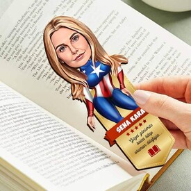 Kahraman Kız Karikatürlü Kitap Okuma Ayracı - Thumbnail