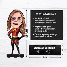 Kahraman Kız Kostümlü Çocuk Karikatürlü Biblo - Thumbnail