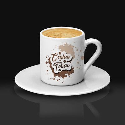 Kahve Tasarımlı İsme Özel Fincan - Thumbnail